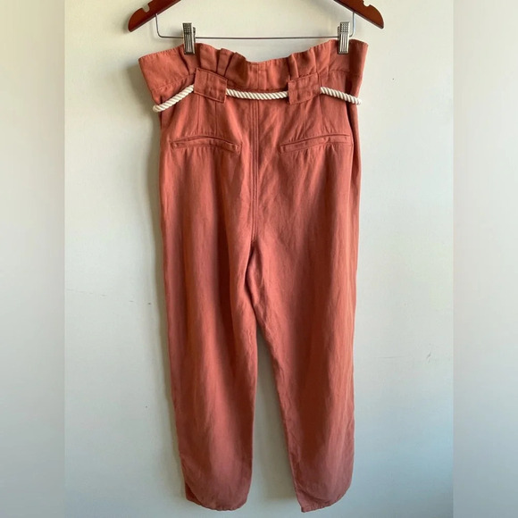 VERONICA BEARD||Karter Belted Linen-Cotton Paper Bag Pants,Worn Once Size 8 - Picture 8 of 11